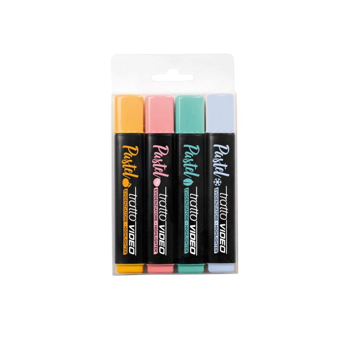 Evidenziatore tratto video pastello 4pz f835801