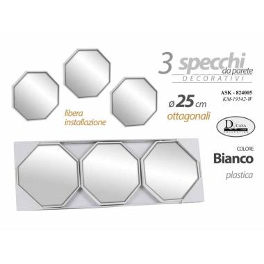 SPECCHIO 3pz 25cm BIANCO ESAG.824005