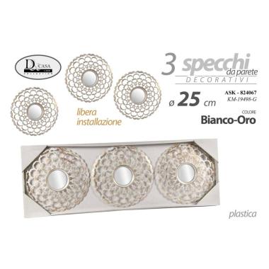 Set da 3 specchi oro 25cm 824067