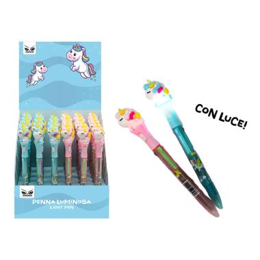 Penna unicorno 4 colori con luce st7404