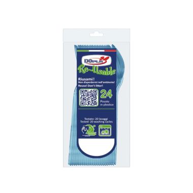 Cucchiani dessert azzurro 24pz 03980$