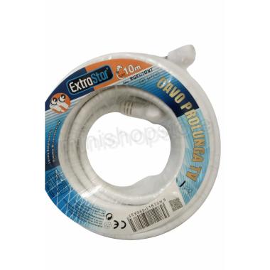 Extrastar: Cavo Antenna TV Coassiale 10m con Connettore 90° - Prolunga Maschio/Femmina Angolato Salvaspazio