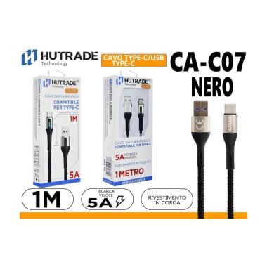 Cavo USB a Type-C 5A da 1m - Ricarica Rapida e Dati in Nylon Intrecciato Antistrappo