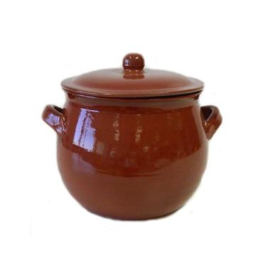 Pentola Bombata in Terracotta Ceramica D.24x20cm con Coperchio