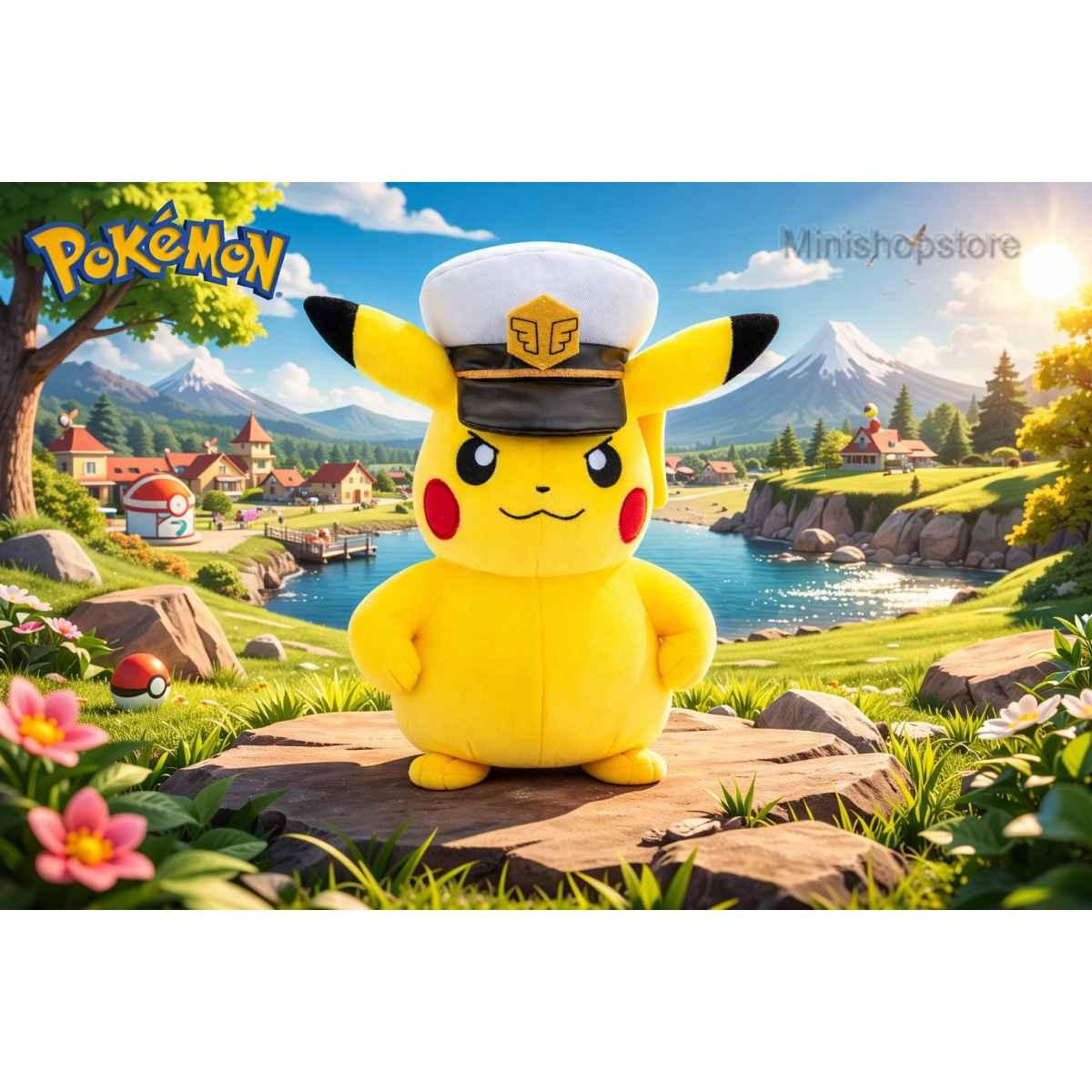 Peluche Pokémon Capitan Pikachu 20cm Ufficiale Rei Toys Giocattolo