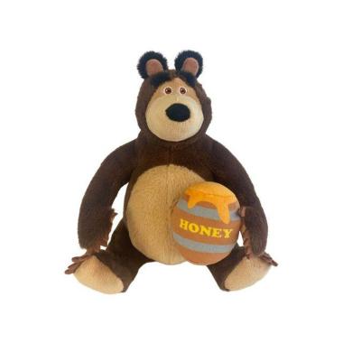 Peluche Orso Seduto 25cm con Barilotto di Miele "Honey" Morbido Giocattolo