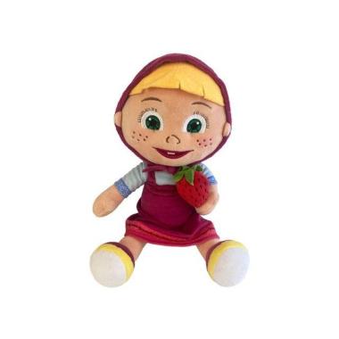 Peluche Masha e Orso, Masha con Fragola Seduta 25cm Giocattolo Bambini