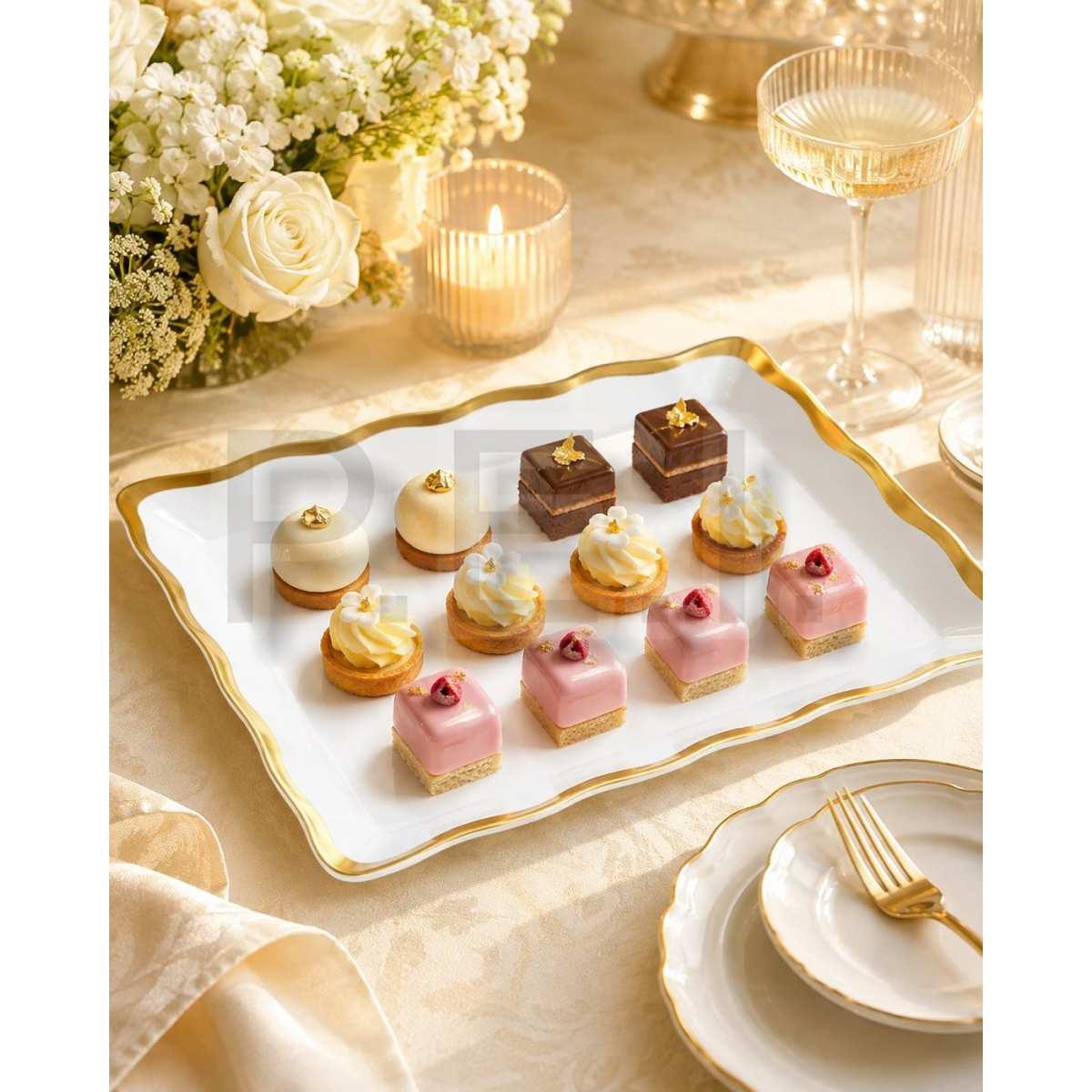 GIVI Vassoio Rettangolare 20x30 cm Bordo Oro per Tavola e Buffet