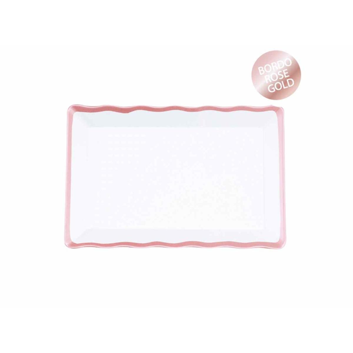 GIVI Vassoio Bianco 20x30 cm Bordo Rose Gold per Tavola e Buffet