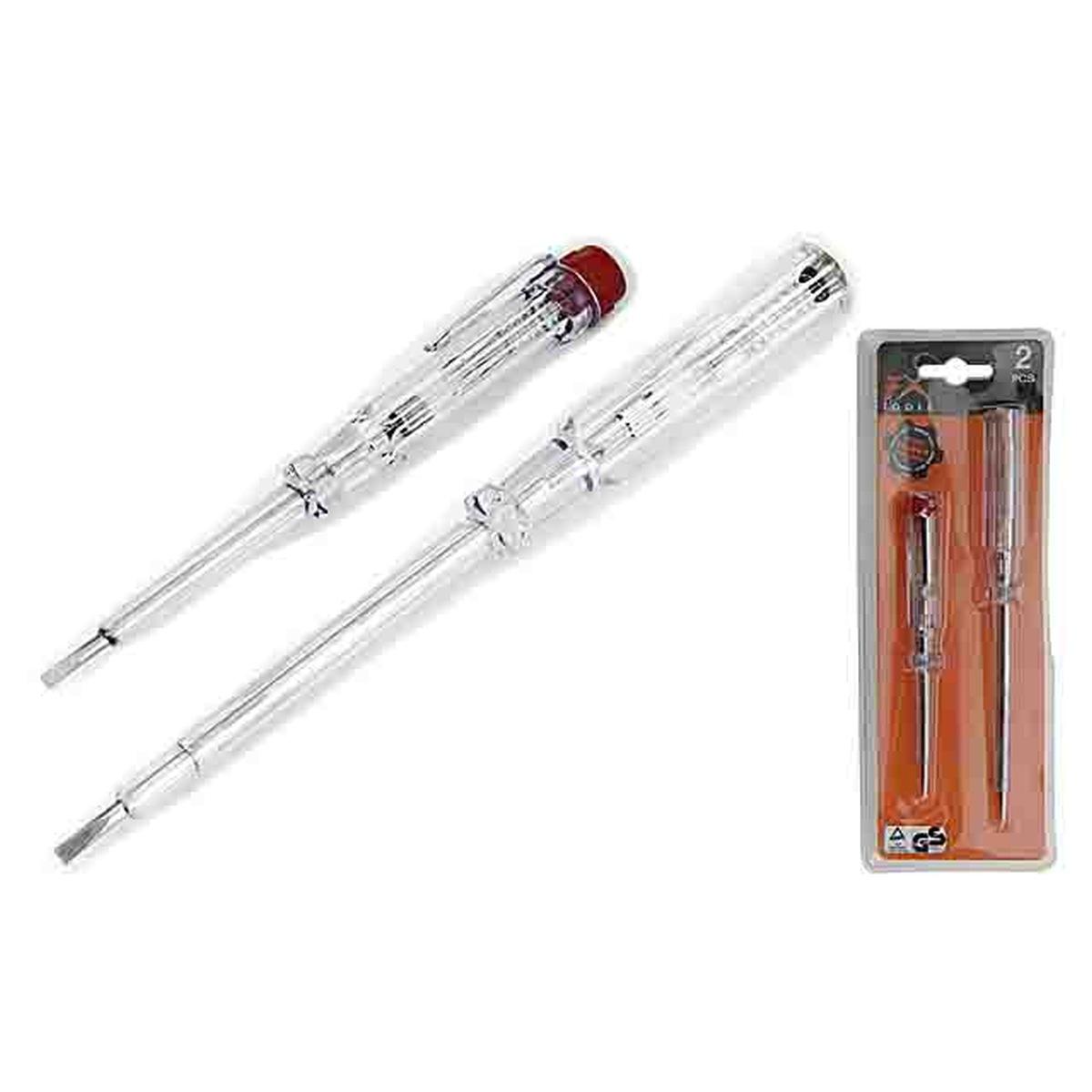 FX Tools Set 2 Cercafase Punta Piatta - Tester Tensione Tascabili per Lavori Domestici