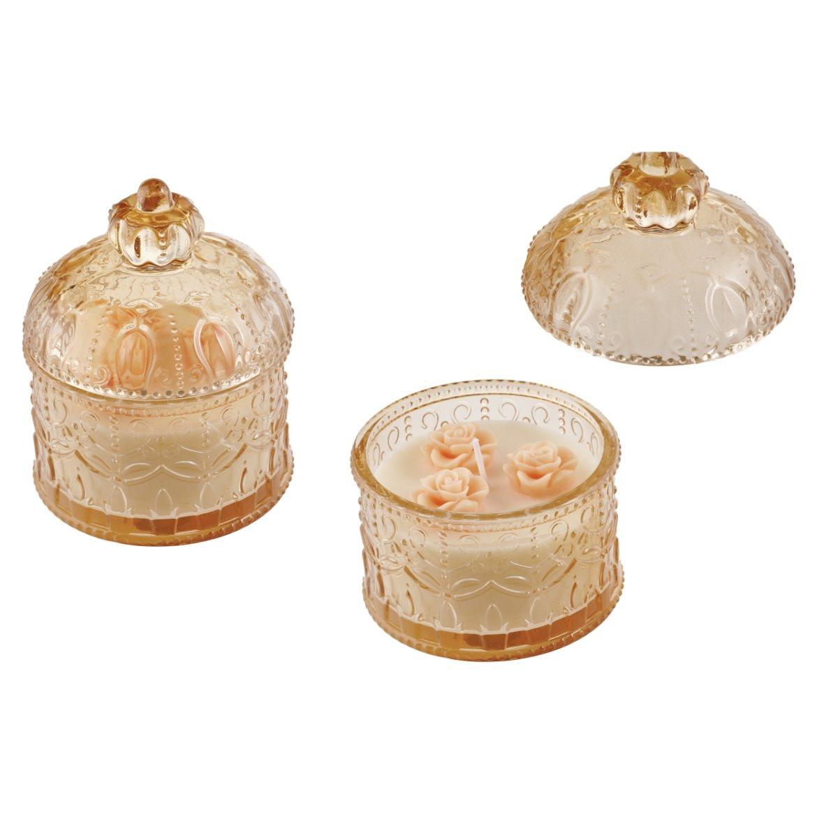 Candela in vetro ambra c/deco9x12 fs3/s
