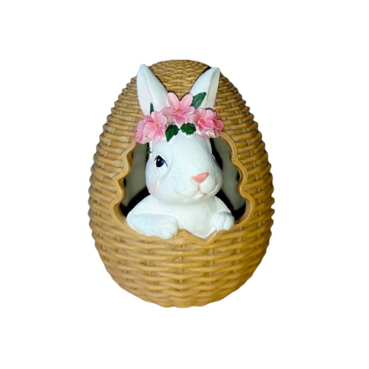 Coniglio cesto resina 14cm b19
