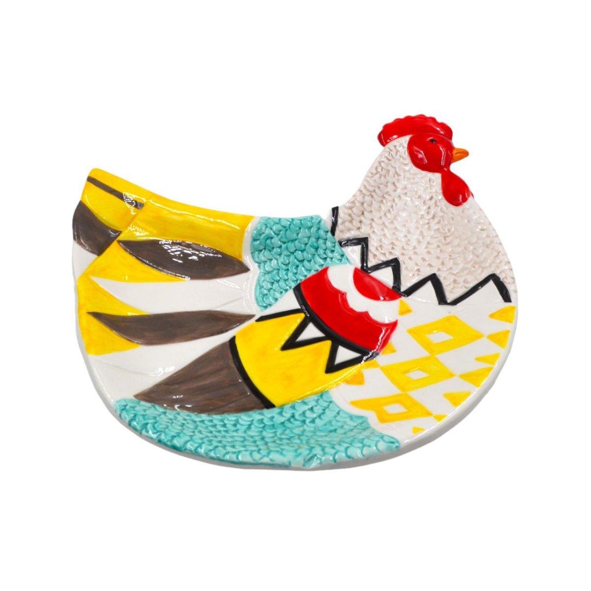 Piatto gallina medio ceramica 24x27 f19