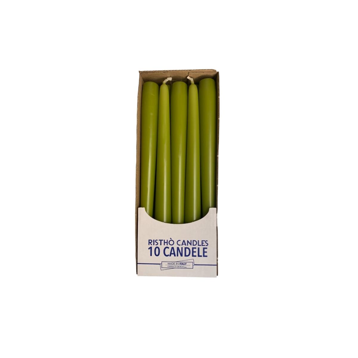 Candela conica cm25 10pz verde 56231.33