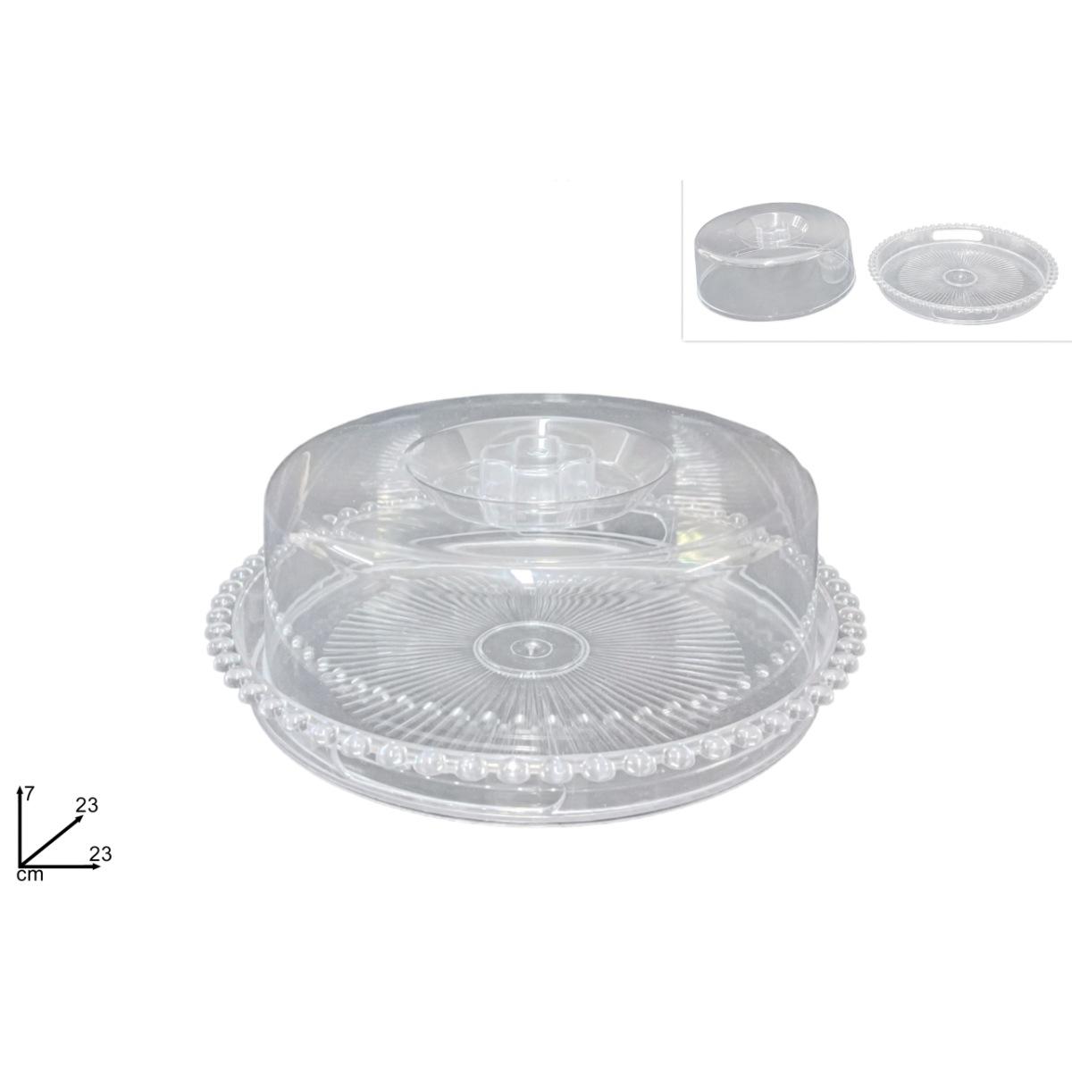 Vassoio 23 cm con coperchio plastica