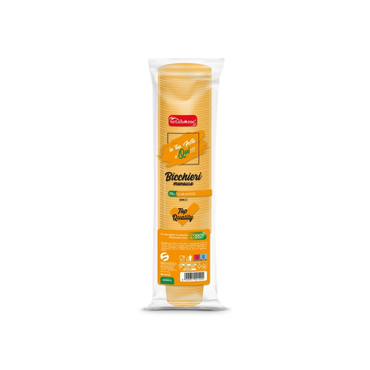 Bicchieri arancio 200cc 50pz $ 02129