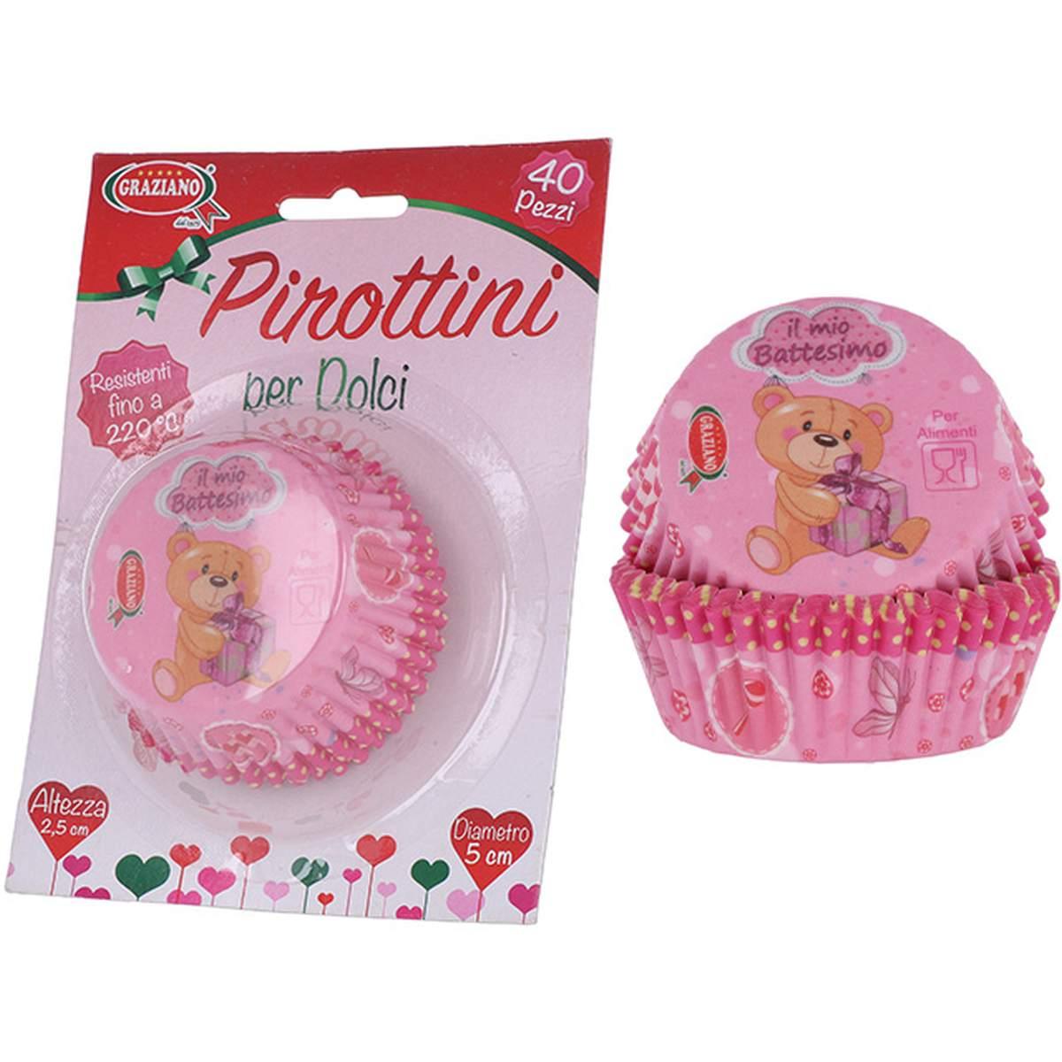 PIROTTINI BATTESIMO ROSA N7 40pz
