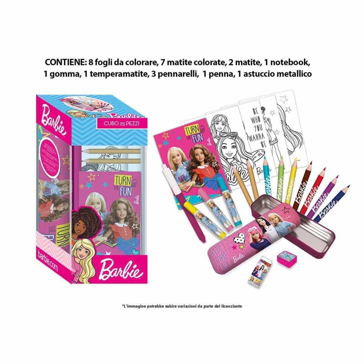 BARBIE CUBO CANCELLERIA 25pz BR0583