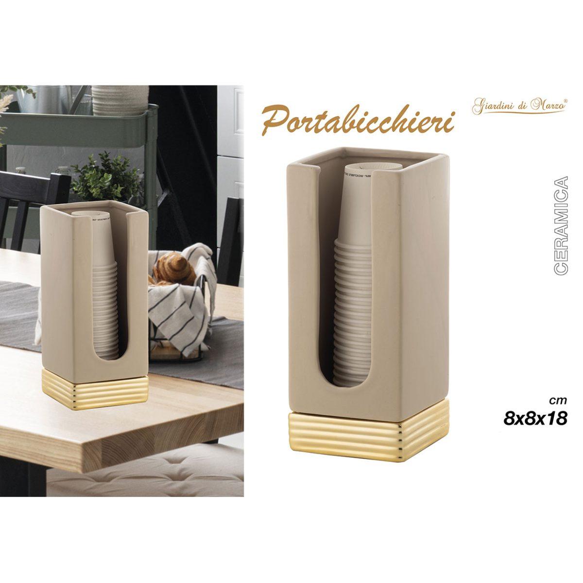 Porta bicchieri ceram.c/base oro 25034qg