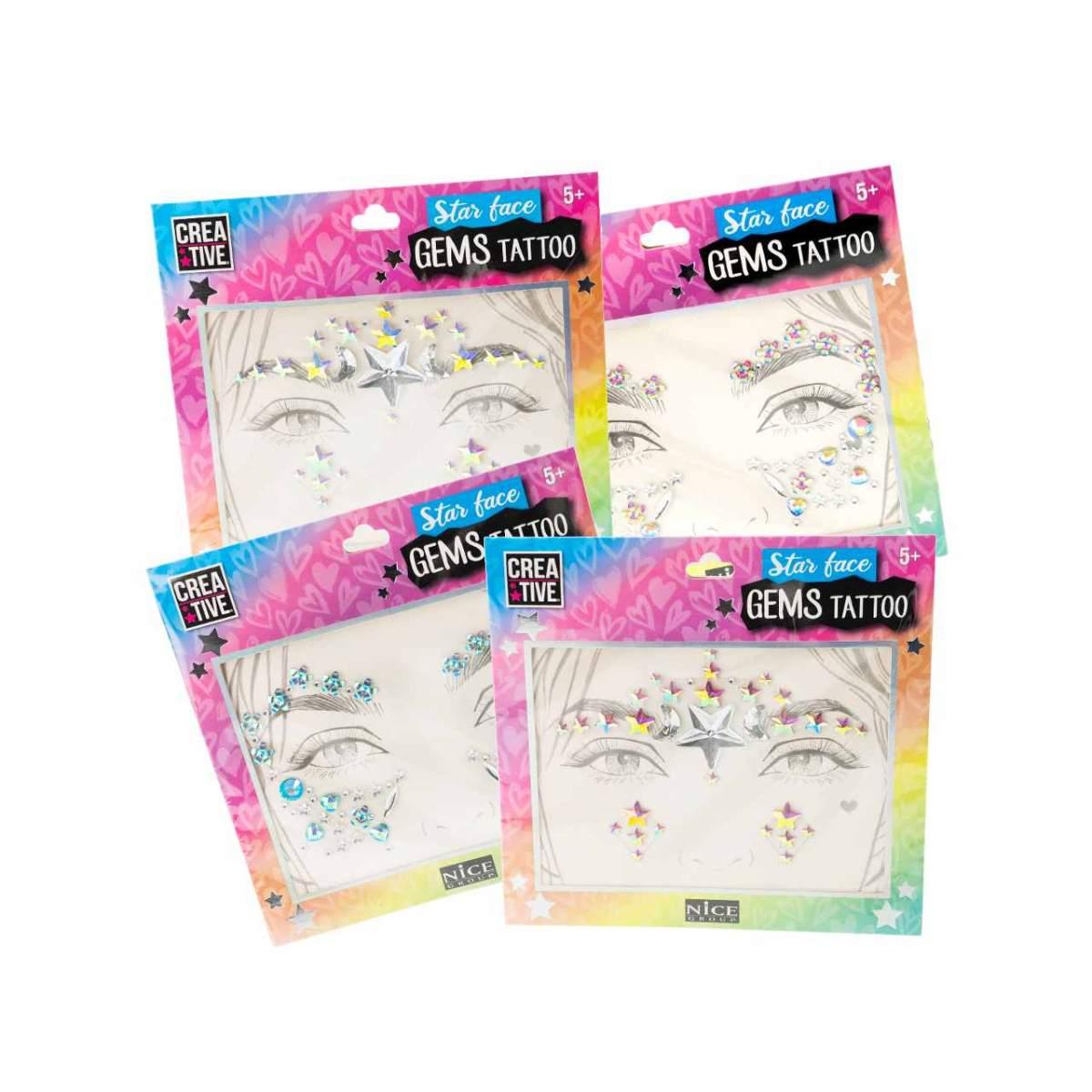 Star face gems tattoo 02605