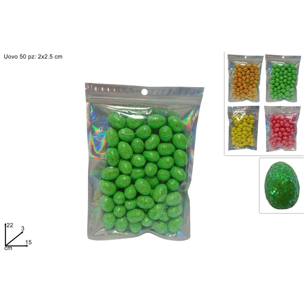 Uova glitterate 2,5cm 50 pz xpa23006911