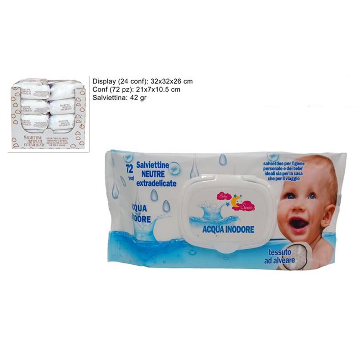 Salviettine 72pz 42gr acqua pura