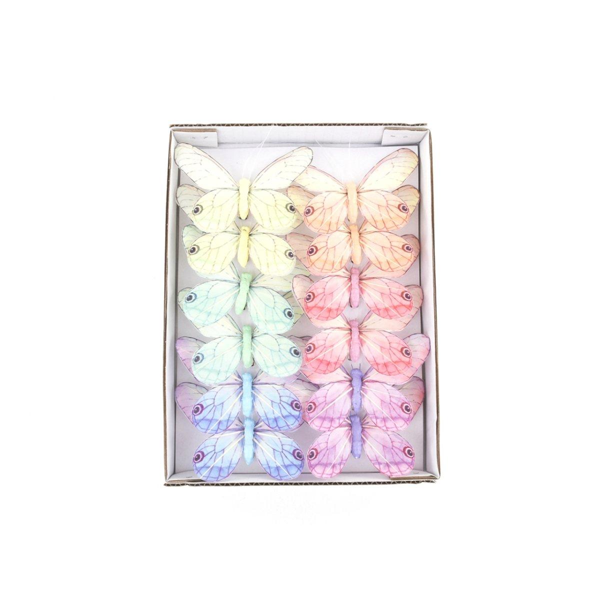 Farfalla 10cm su clip 12pz ds 26407