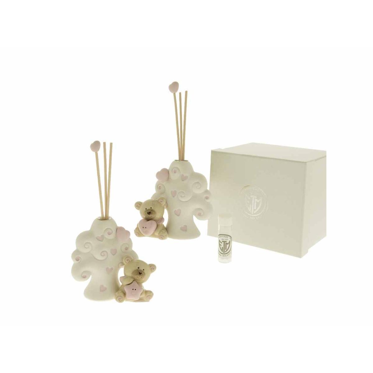 PALLINO ORSO DIFFUSORE ROSA H10cm03A006