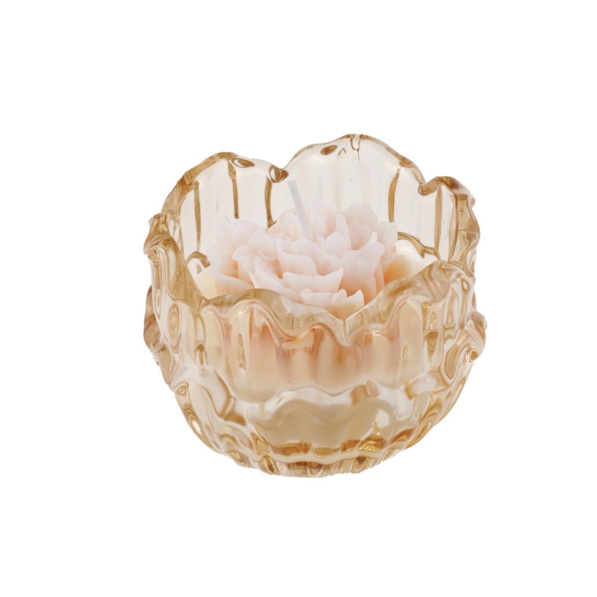 Candela fiore ambra in vetro 8x6 fs1/s