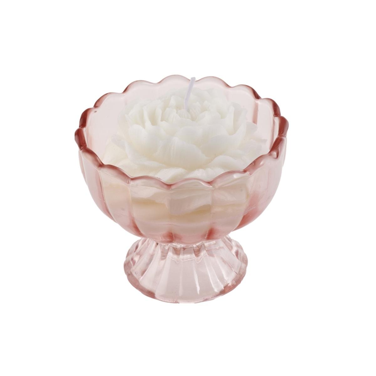 Candela c/alzatina vetro rosa 9x7 fs7/s
