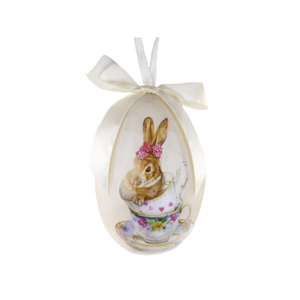 Uovo 12cm con fiocco bianco ds 28360b