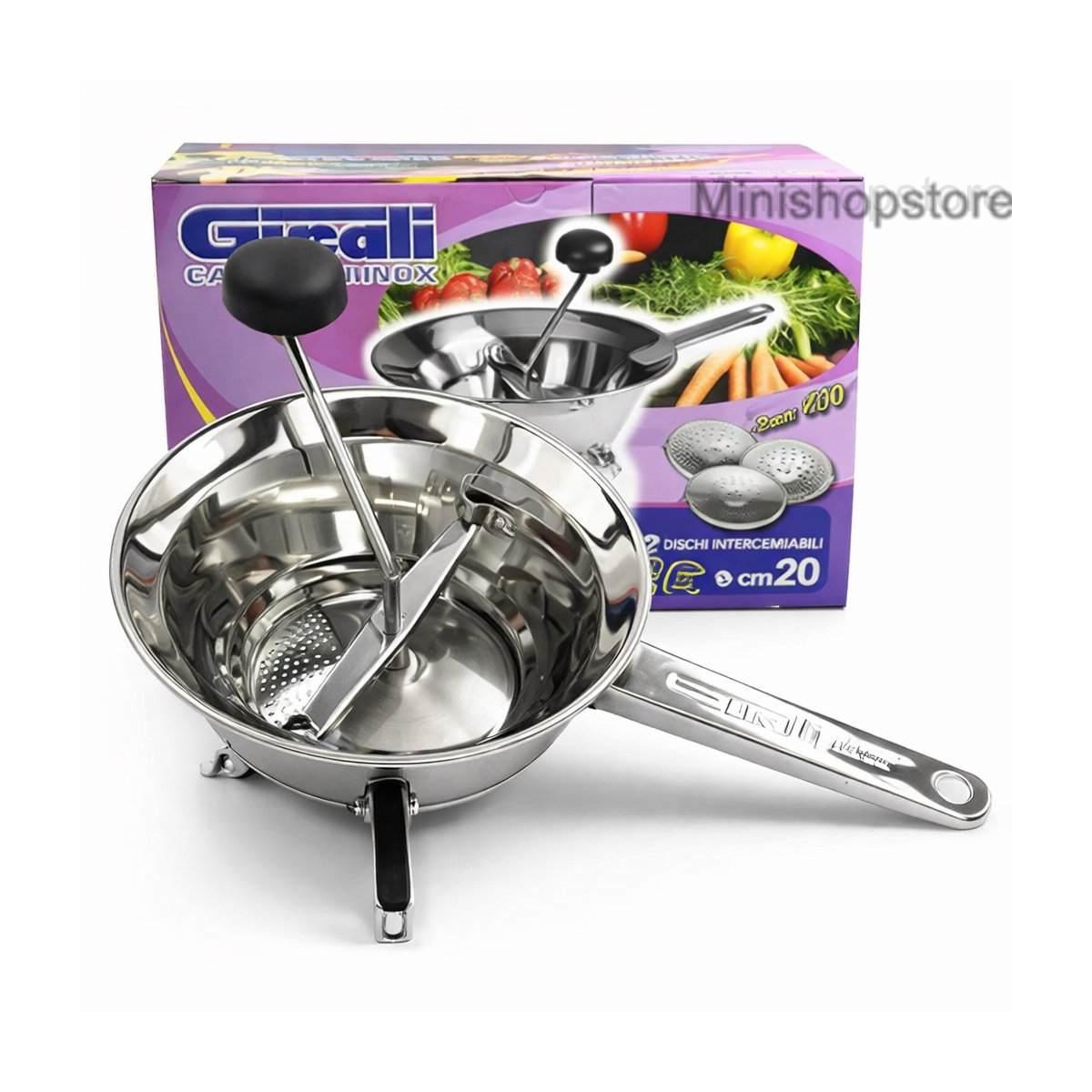 GNALI Passaverdure INOX CM 24 con 3 Dischi, per Purè e Passati