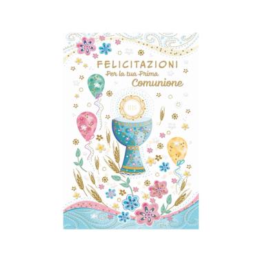 Biglietto comunione azzurro fe10129pc/a