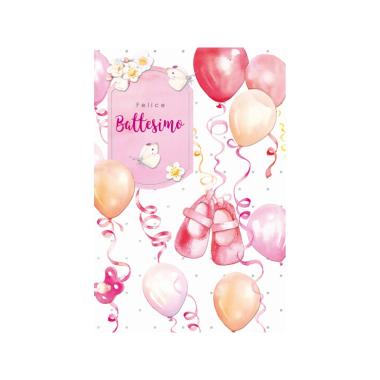 Biglietto battesimo rosa fe10161fb/b