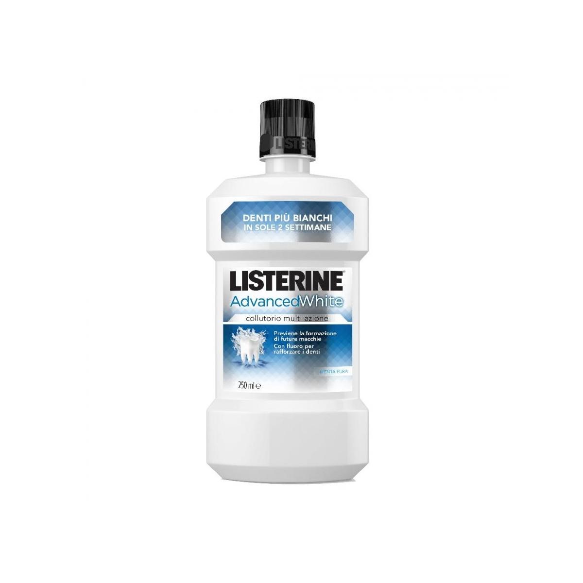 Listerine Advanced White Collutorio Sbiancante 250ml  Denti Più Bianchi e Puliti, Non Abrasivo