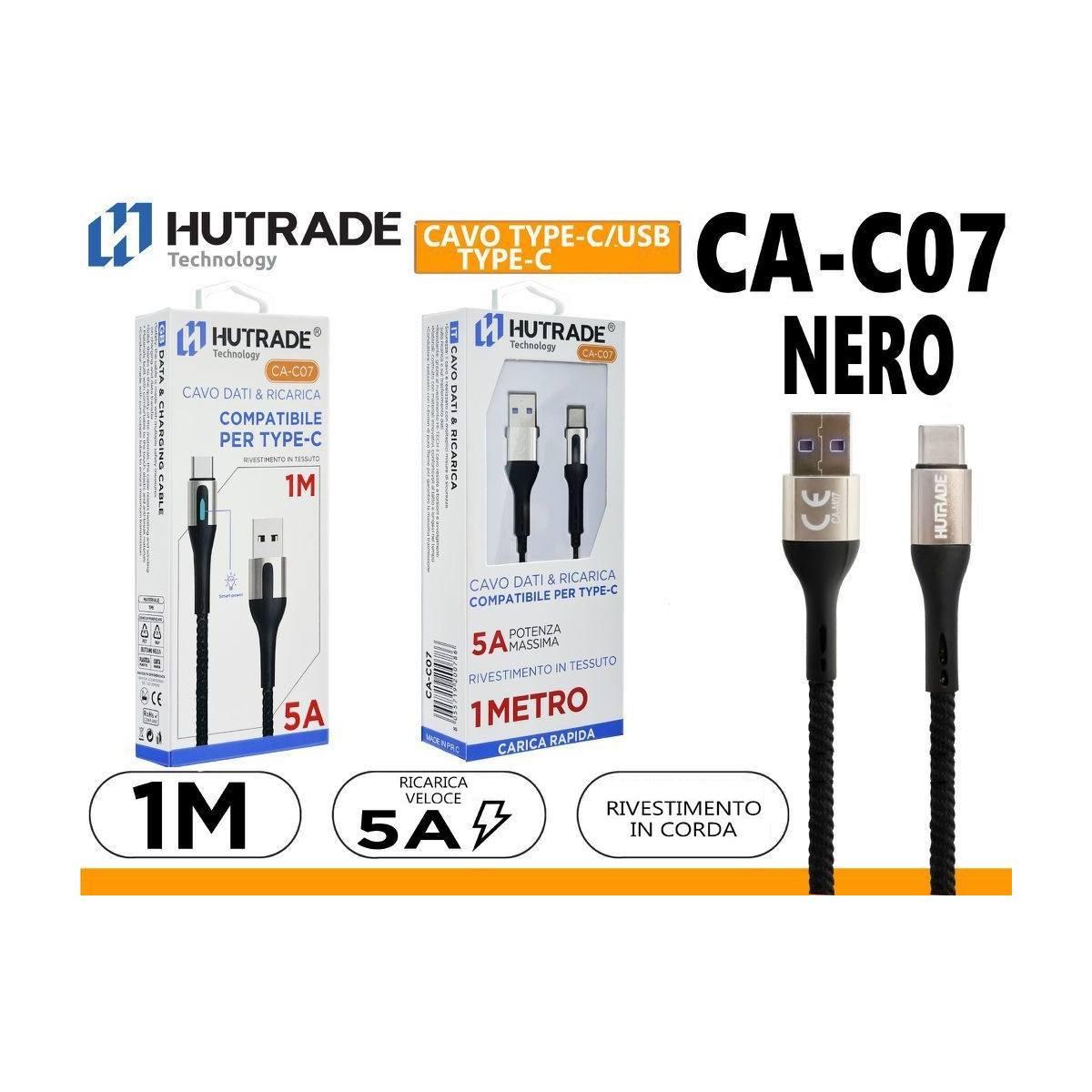 Cavo USB a Type-C 5A da 1m - Ricarica Rapida e Dati in Nylon Intrecciato Antistrappo