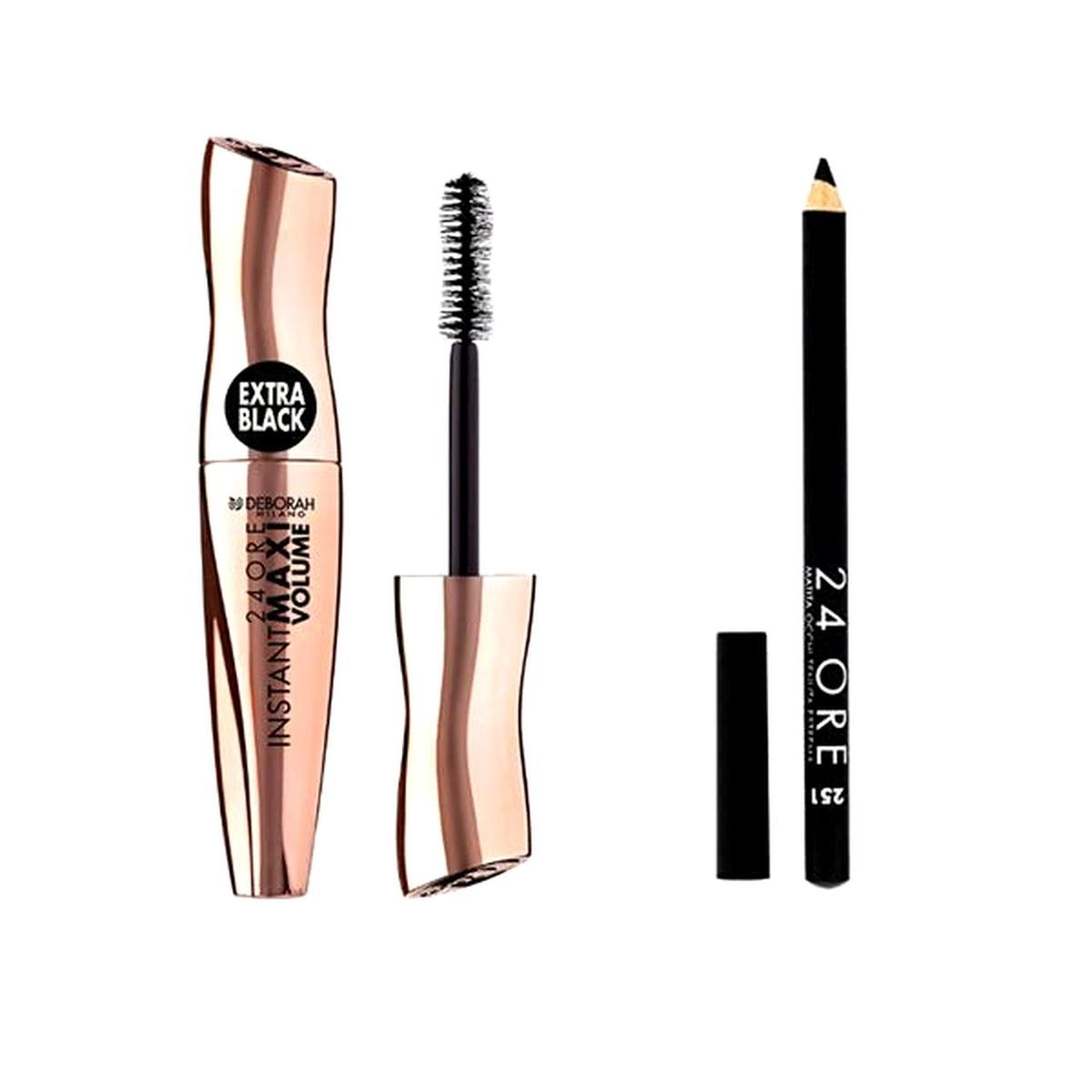 Deborah Kit Occhi: Mascara 24ore Instant Maxi Volume Extra Black + Matita 24 Ore