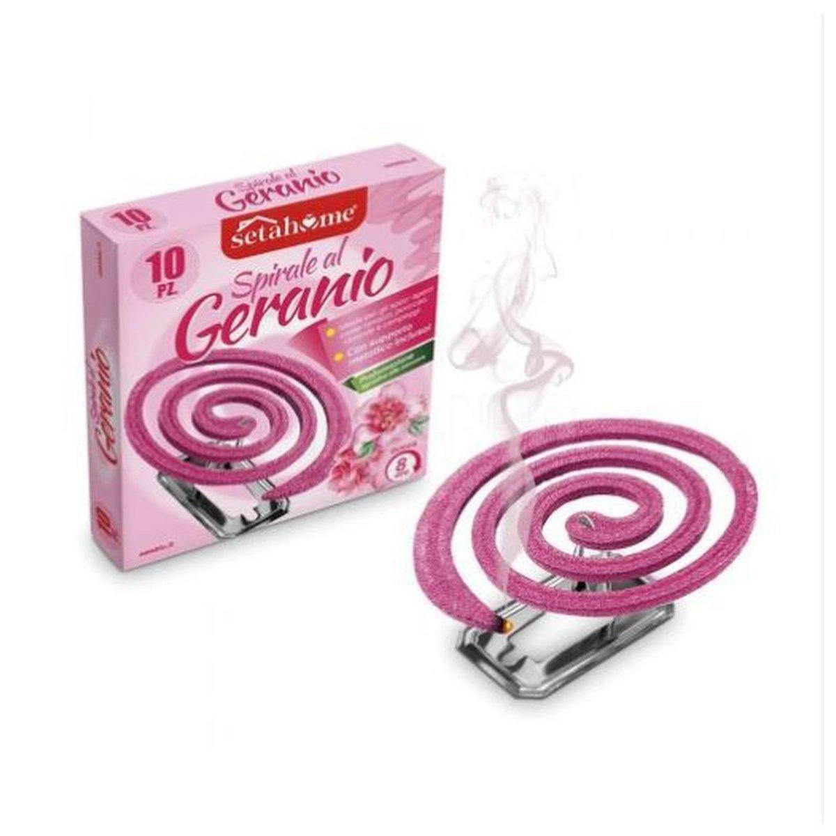 Setablu Spirali Antizanzare al Geranio - Confezione da 10 spirali con Supporto.