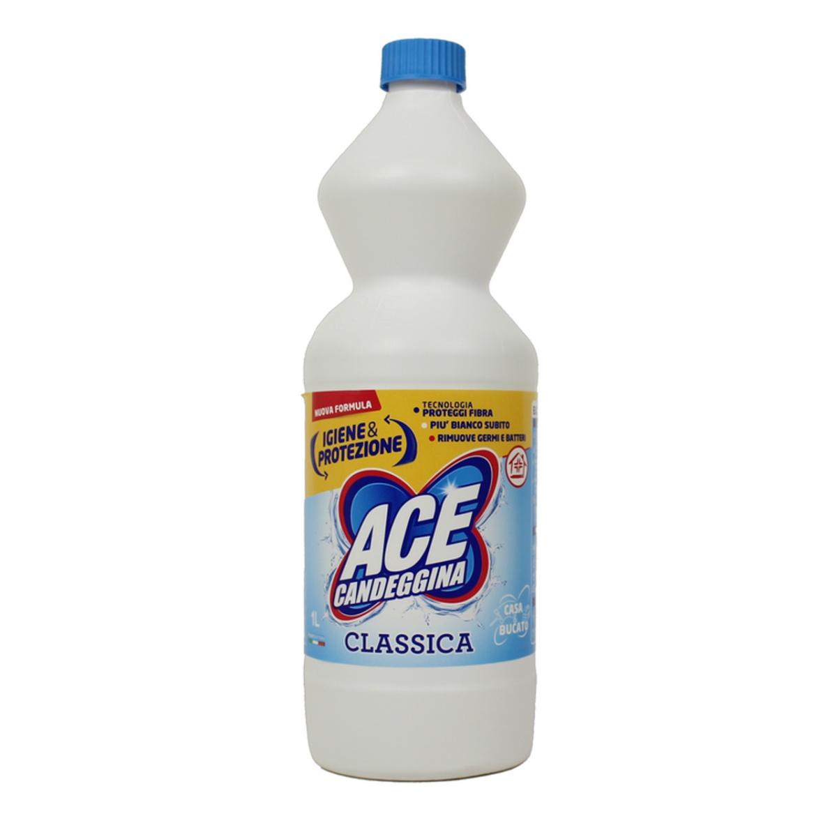 Ace Candeggina Classica 1 Litro Bucato Bianco e Igienizzato con Salva Fibra