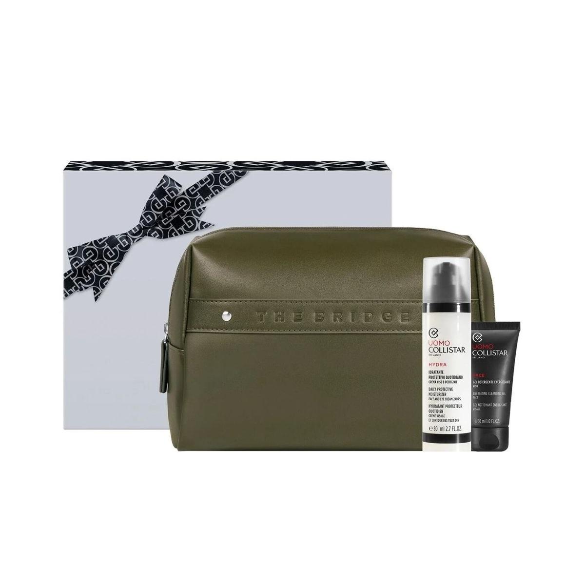 Cofanetto Collistar Uomo Hydra con Crema Idratante, Gel Detergente e Trousse The Bridge.