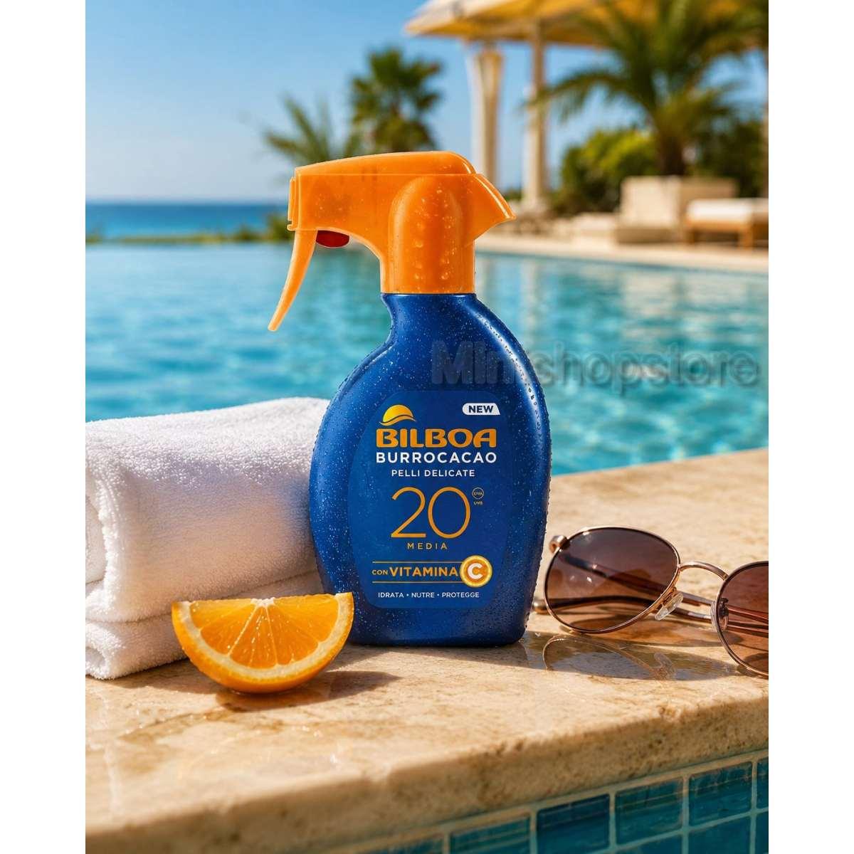 Spray solare Bilboa Burrocacao SPF 20 pelli delicate 250 ml