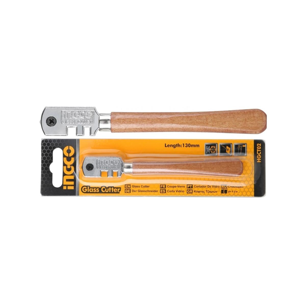Tagliavetro Ingco con manico in legno per taglio vetro 130 mm